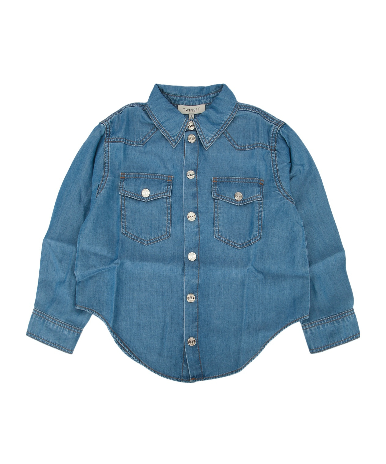 Twinset Kids' Chambray Shirt In Blue