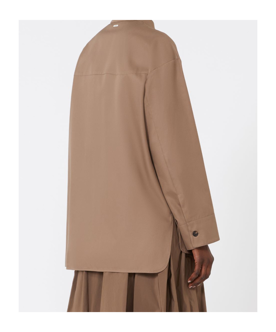Max Mara Cotton Mandarin-neck Shirt In Brown