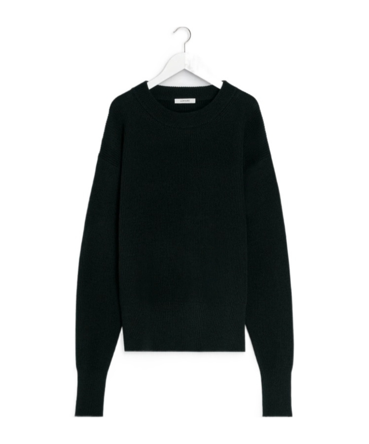 Lemaire Ribbed Wool Crewneck Sweatshirt In Black