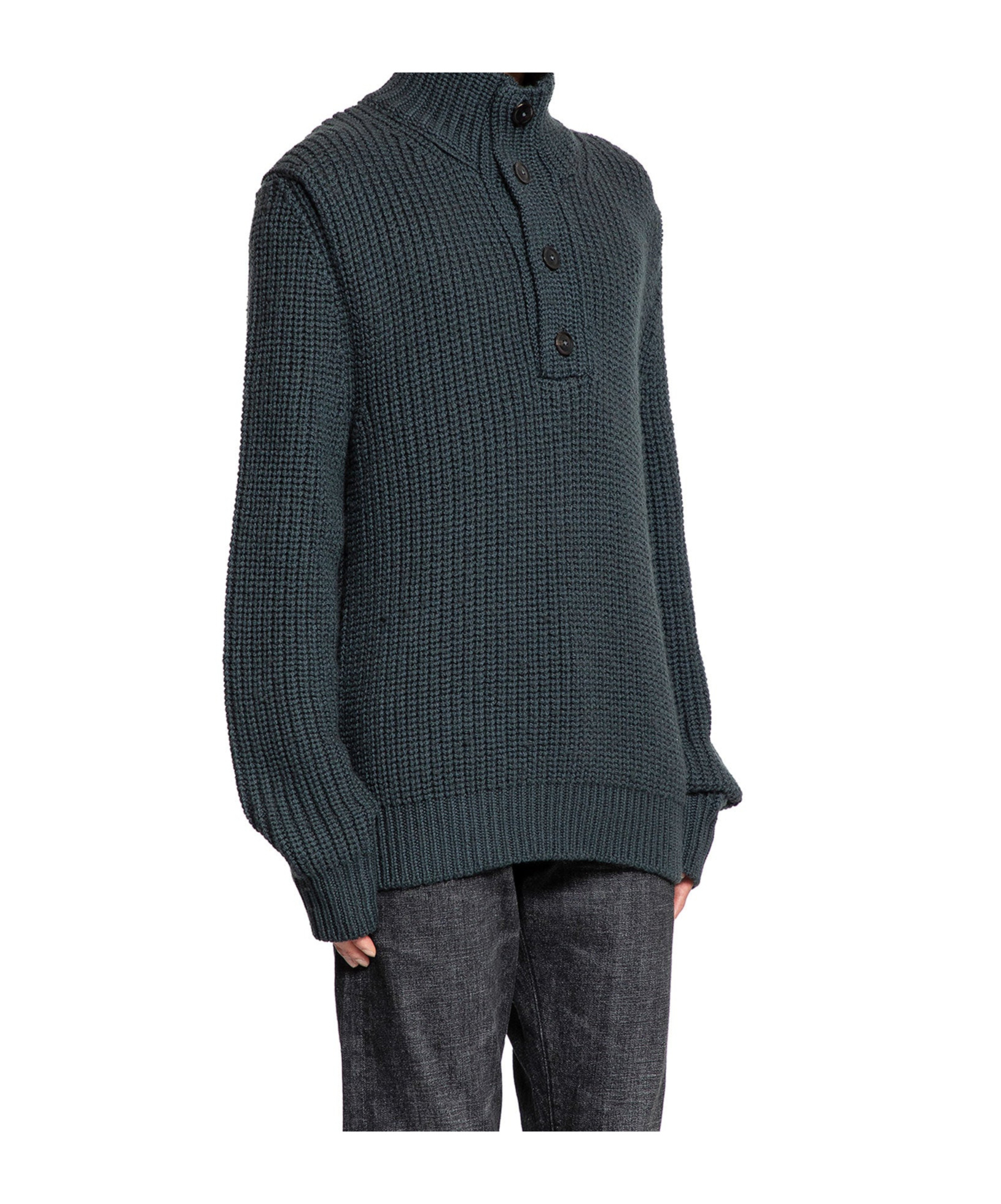 Tom Ford Maglione A Mezza Abbottonatura In Lana Cashmere In Gray