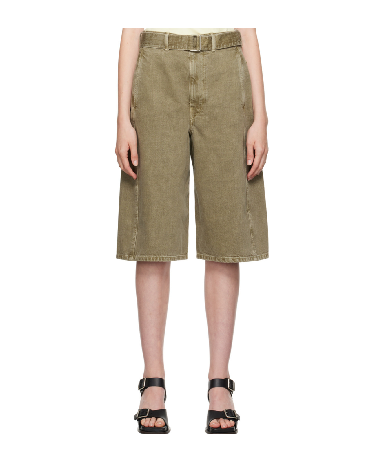 LEMAIRE TWISTED BELTED MID-RISE BERMUDA SHORTS 