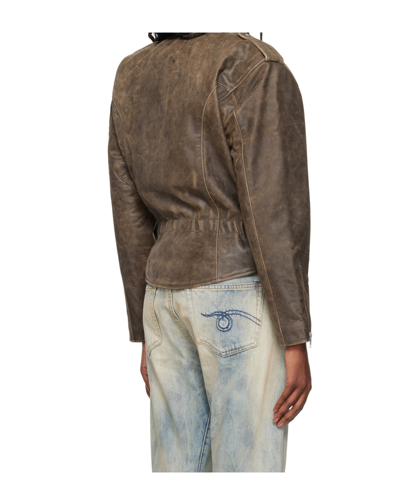 R13 Long-sleeved Leather Jacket In Green