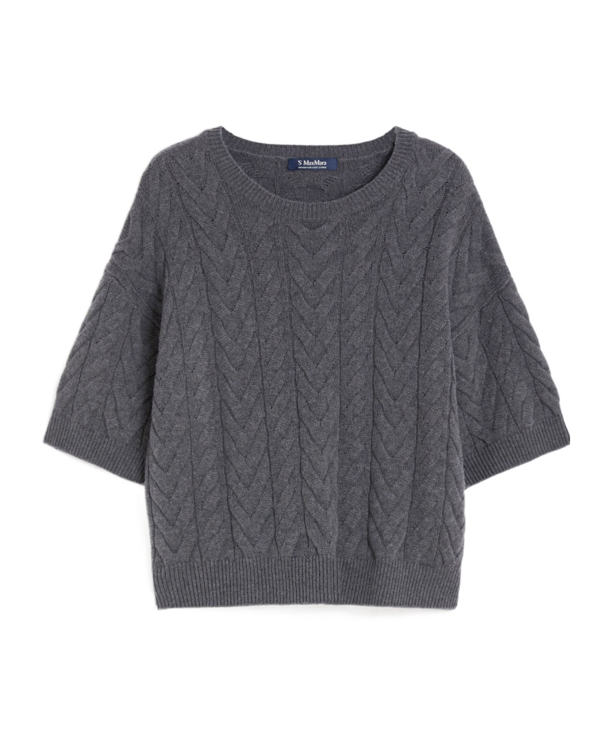 Max Mara Grey Crewneck Wool Pullover In Gray