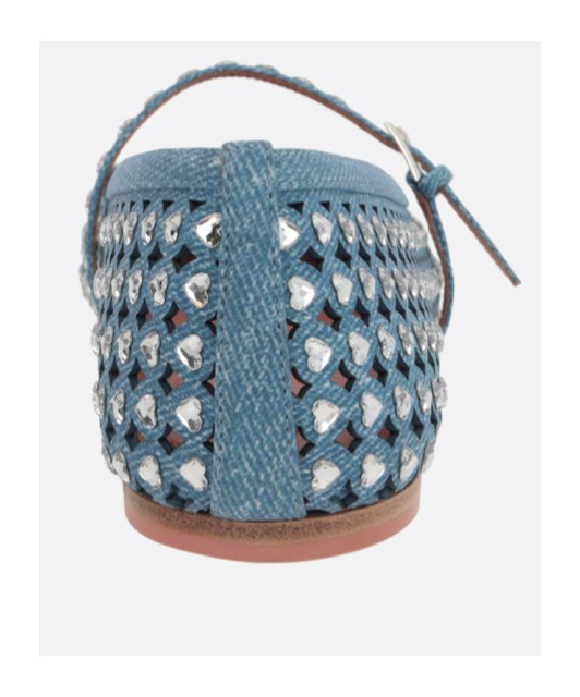 Shop Amina Muaddi Square-toed Ballet Shoes In Blue