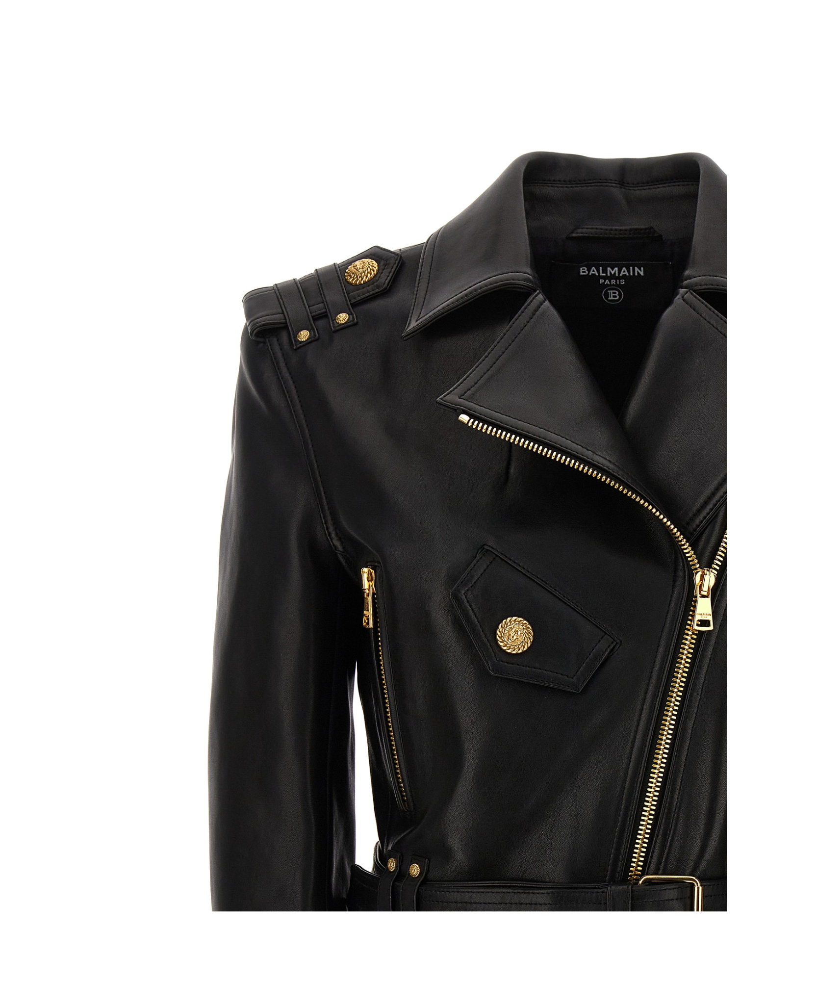 Balmain Jacket Lambskin Belted Waist In Black
