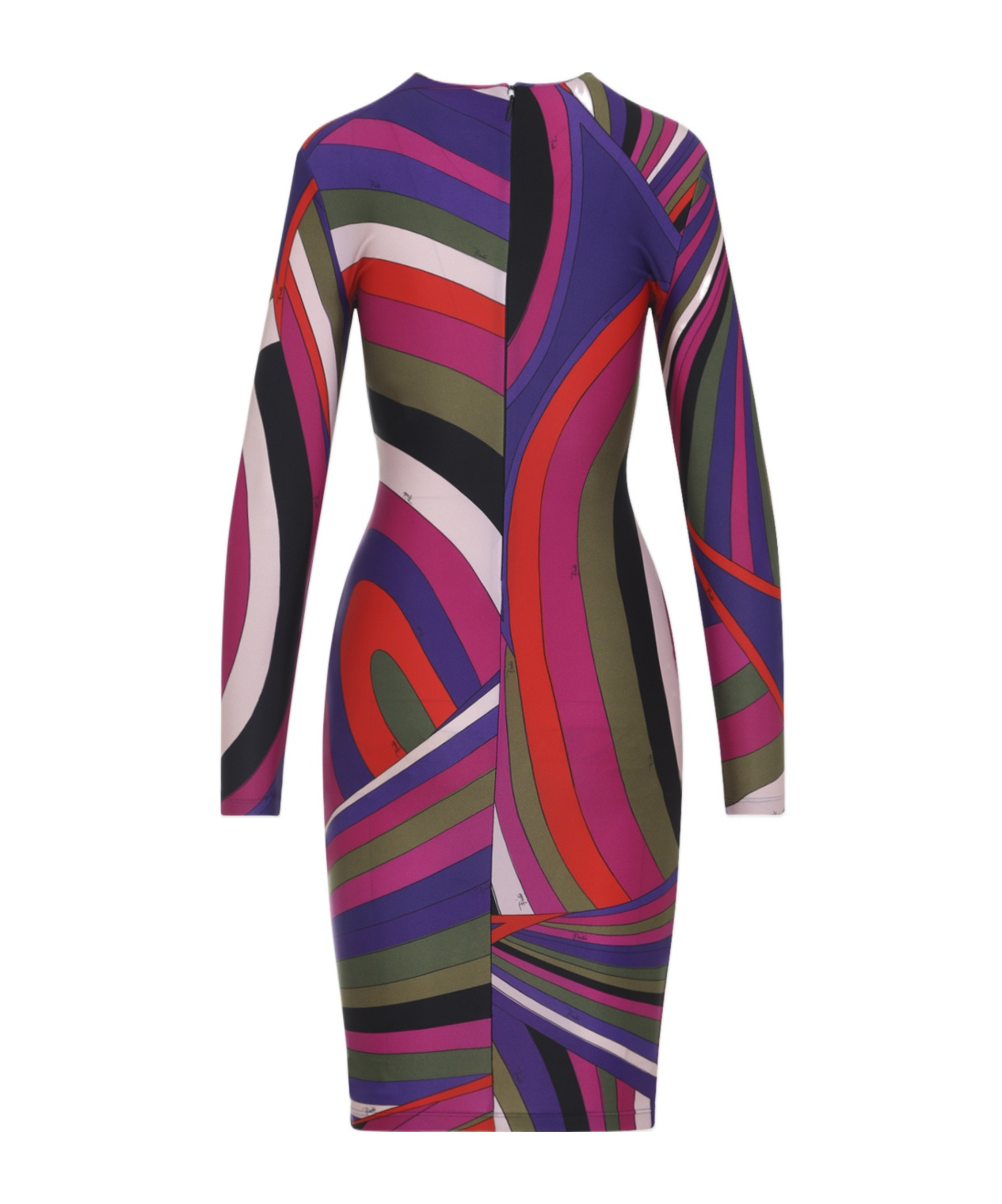 Pucci Fitted Long Sleeve Midi Dress Style In Multi