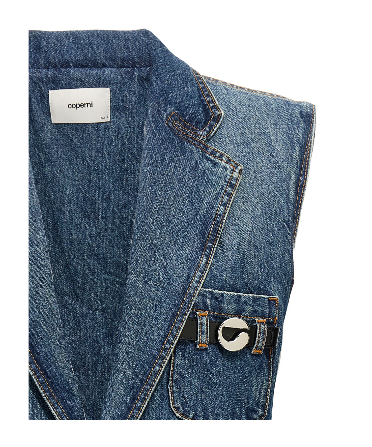 Coperni Sleeveless Denim Jacket In Blue