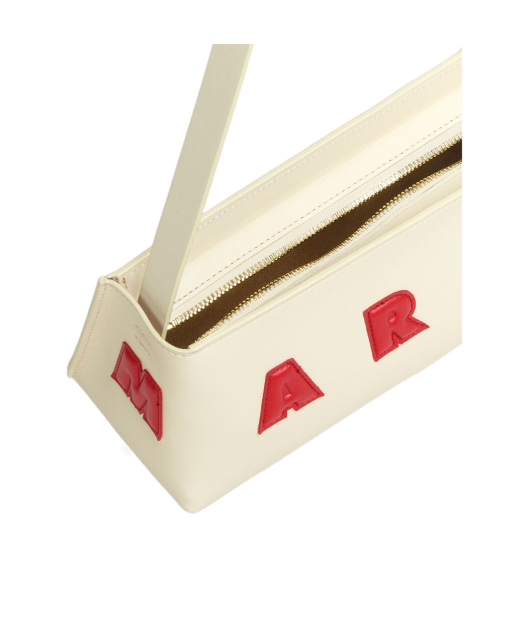 Marni Borsa A Spalla Museo Baguette In Pelle Crema