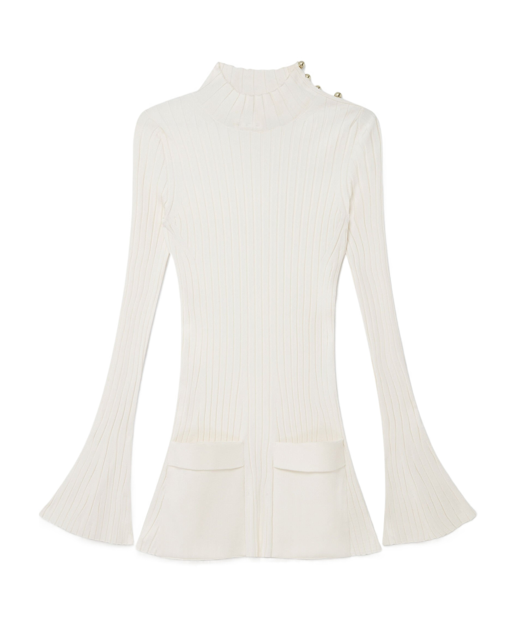Stella Mccartney Ribbed Long Sleeve Mini Dress In White
