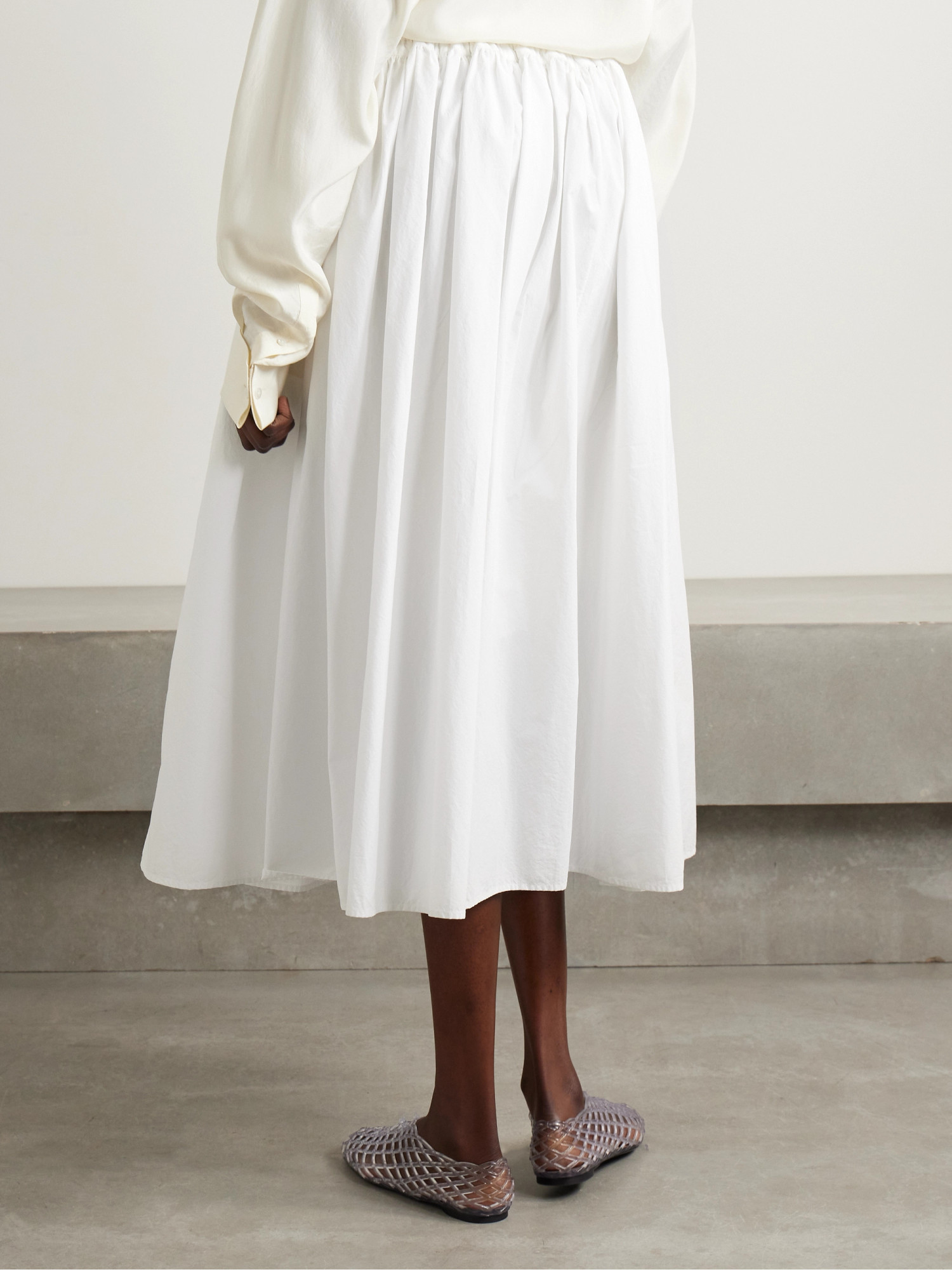 The Row Cotton Poplin Mid-length Dress In White