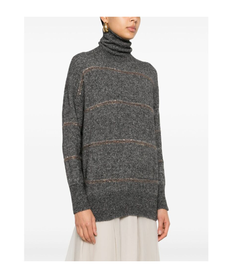 Brunello Cucinelli Sequin-embellished Knitted Jumper In Black