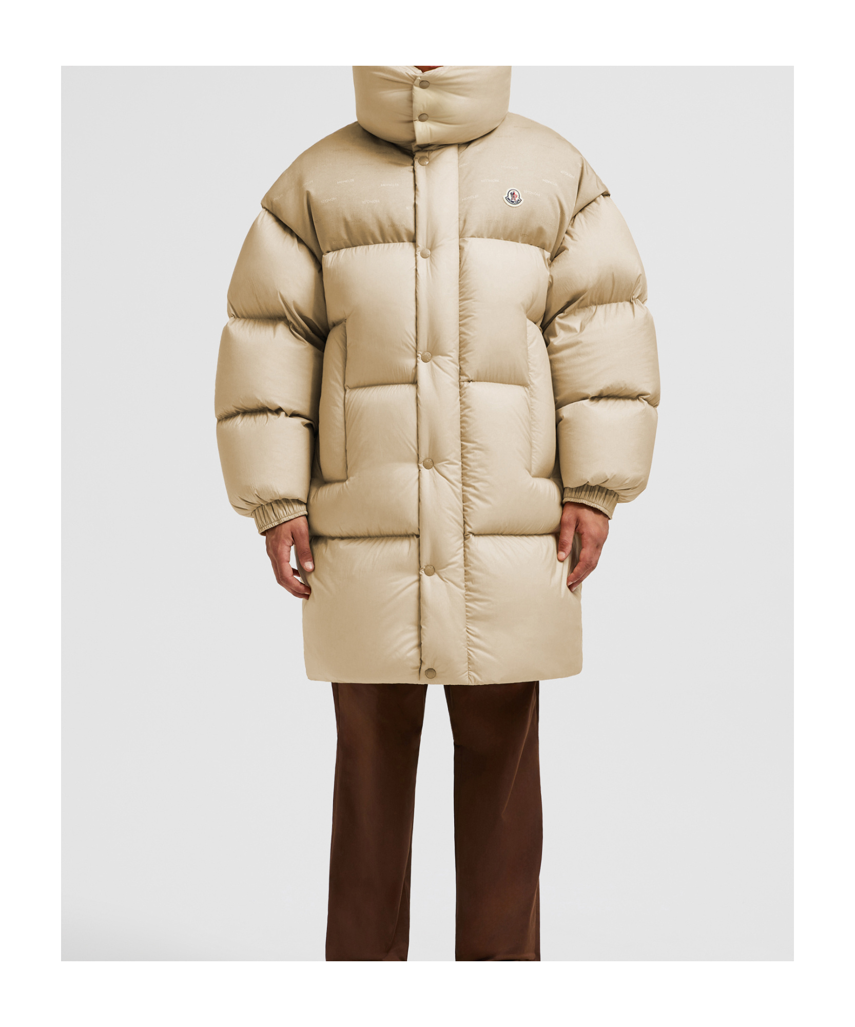Moncler Verone Down Coat In Nude