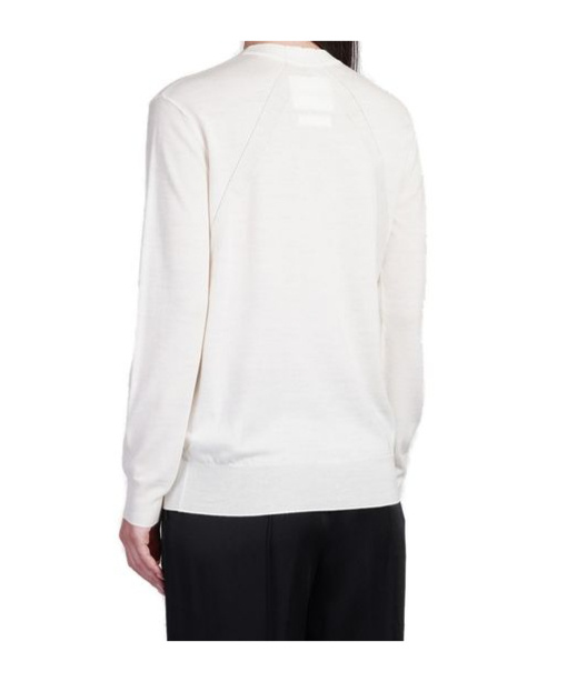 Jil Sander Crew Neck Pullover Sweater In White