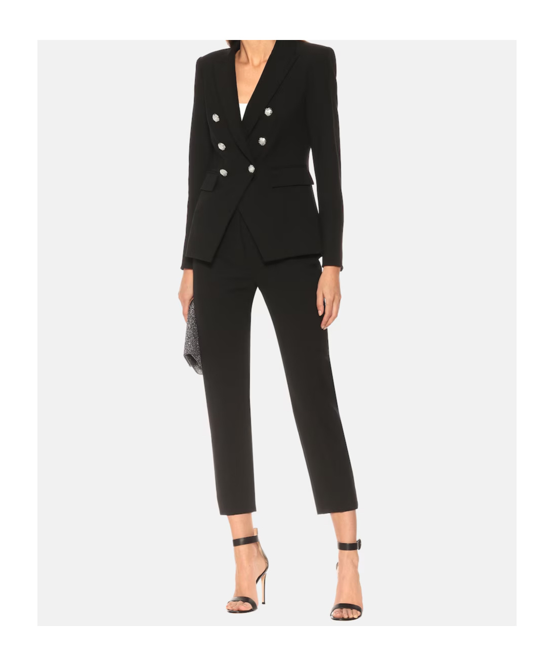 Veronica Beard Renzo Embossed Button Detail Trousers In Black