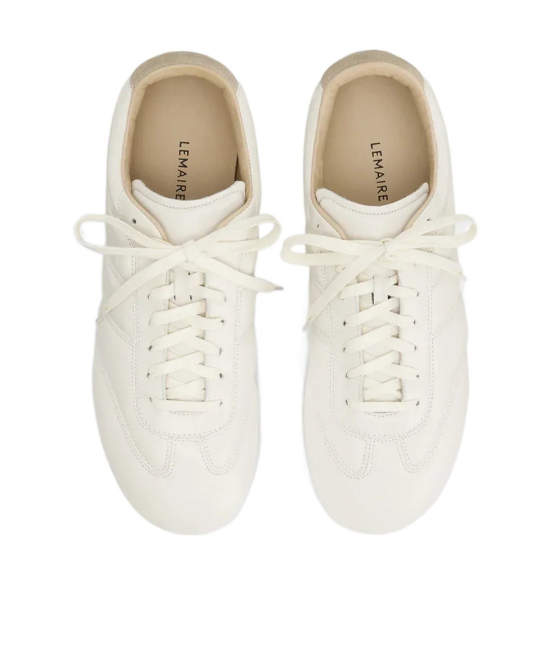 Lemaire Milk White Calf Leather Soft Runner Sneakers In White