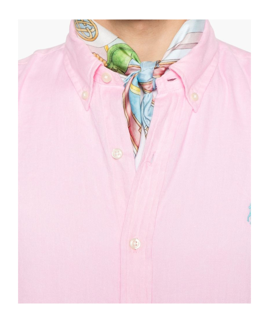 Shop Polo Ralph Lauren Linen Shirt In Pink