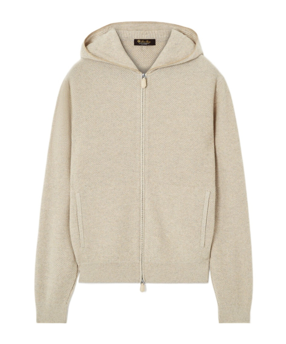 Loro Piana Varallo Hooded Knitted Cardigan In Nude