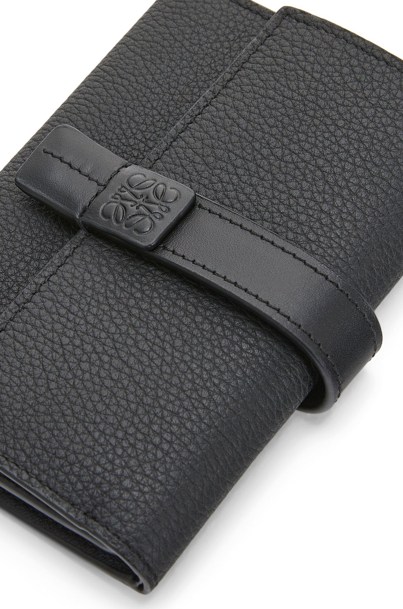 Loewe Womens Black Anagram-embossed Vertical Leather Wallet In Black