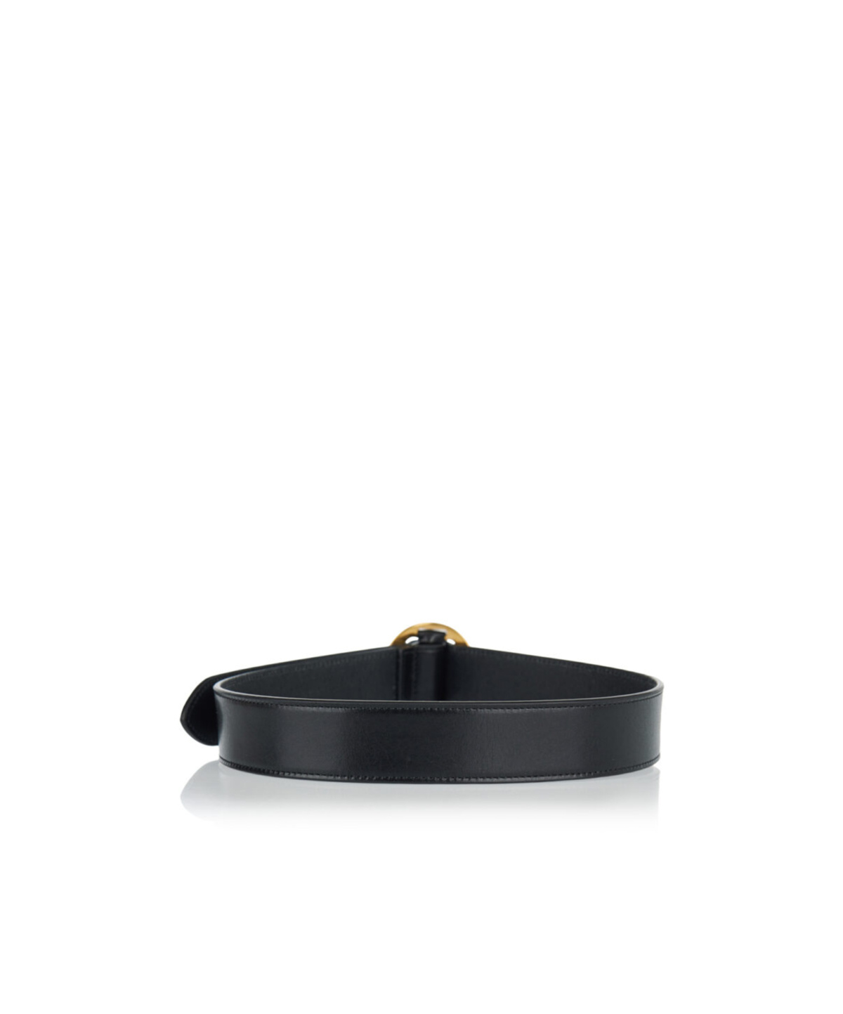 Saint Laurent Smooth Leather Belt With Oval Buckle In Black