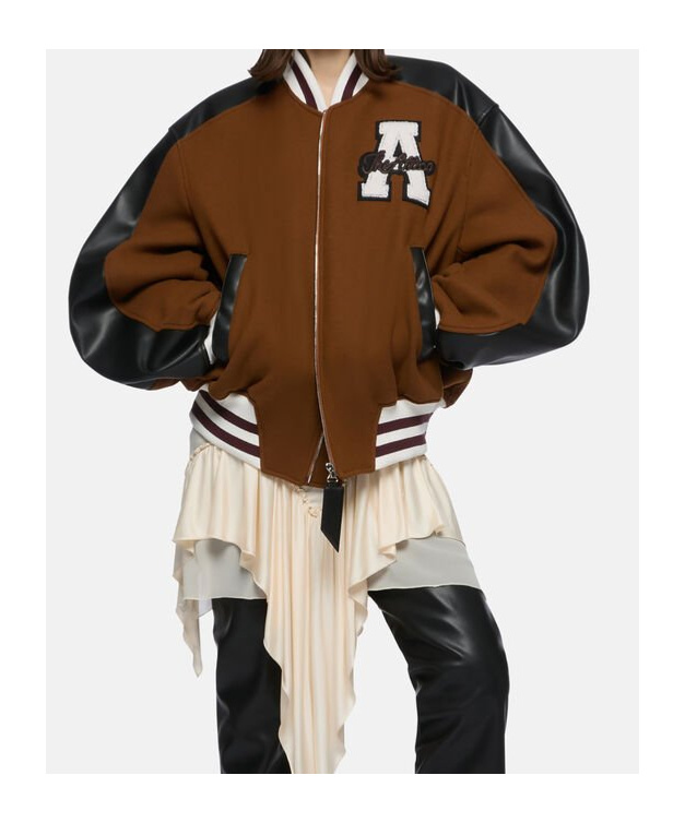 Attico College Bomber Jacket In Brown