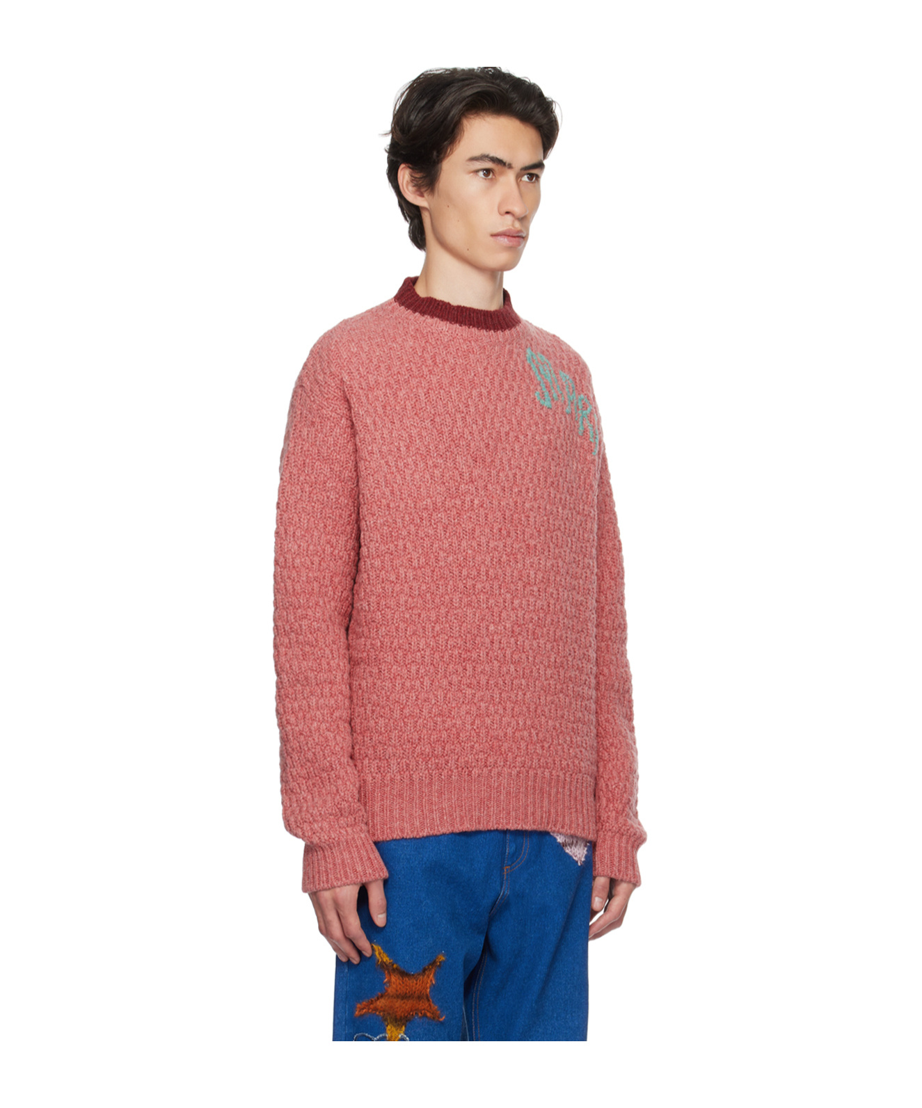 Marni Embroidered Long-sleeved Sweater In Pink