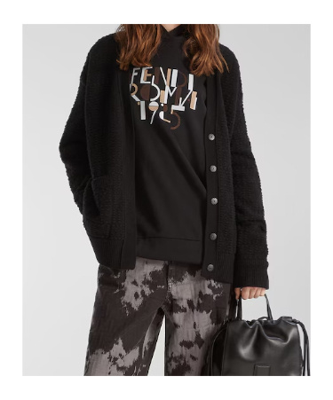 Fendi Cardigan Black Ff Cashmere And Wool Cardigan In Black