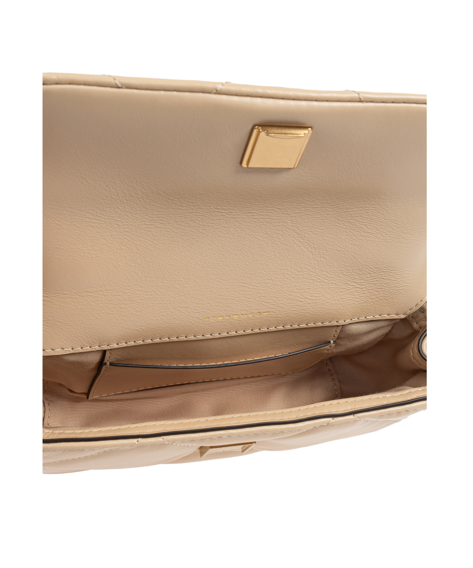 Tory Burch Mini Kira Quilted Leather Crossbody Bag In Nude