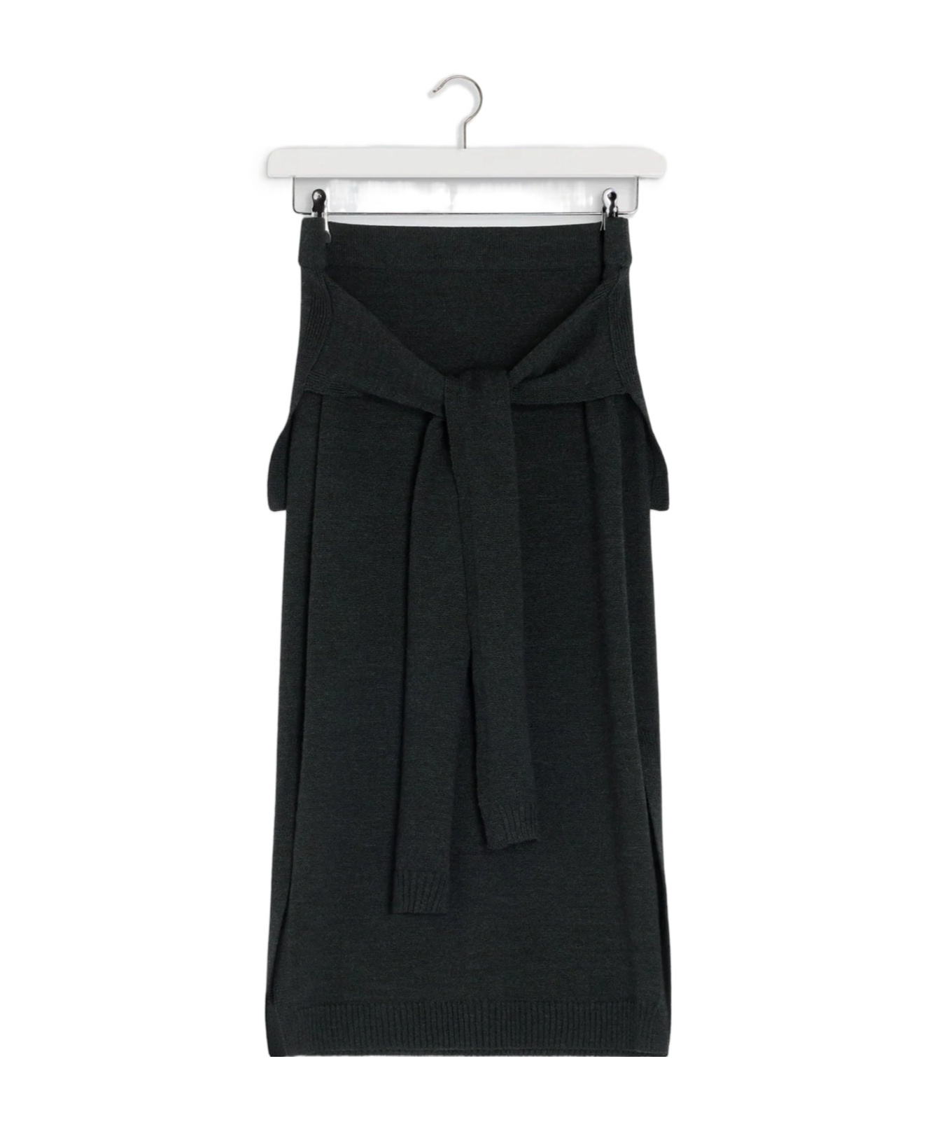 Lemaire Tie-around Ribbed Midi Skirt In Black