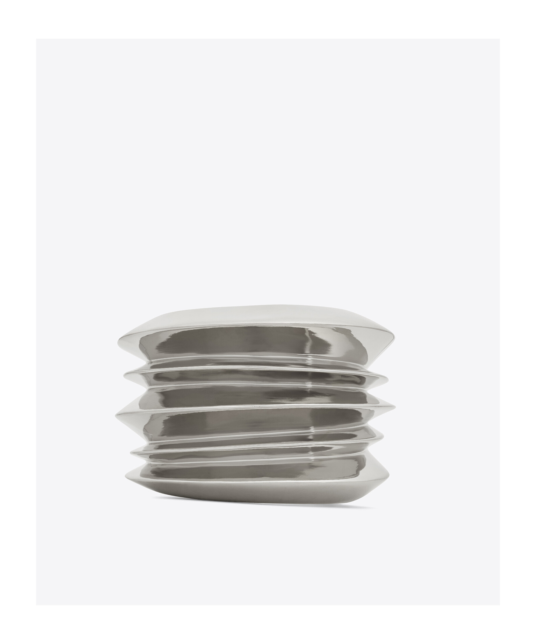 Saint Laurent Laminated C-shaped Bracelet In Gray