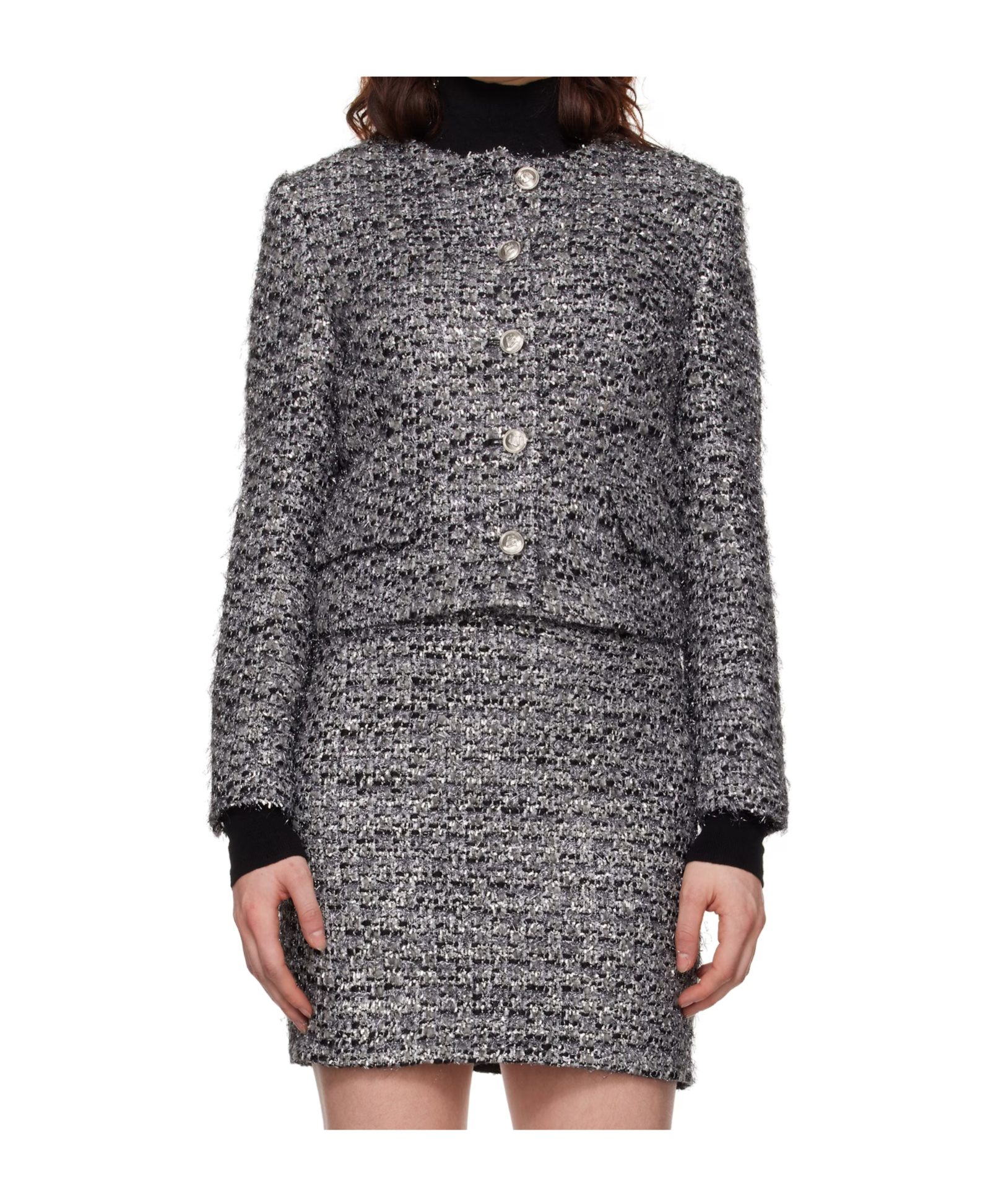 Juunj Round-neck Cropped Jacket In Gray