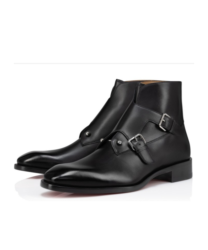 Christian Louboutin Round-head Short Boots In Black