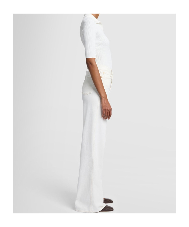 7 For All Mankind Cropped Alexa Jeans With Cut Hem White W/cut Hem In White