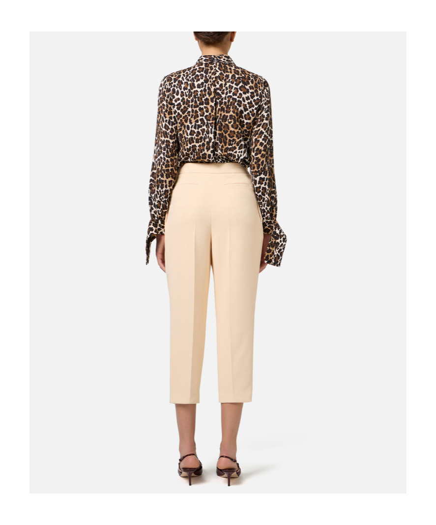 Elisabetta Franchi Leopard-print Georgette Shirt In Black