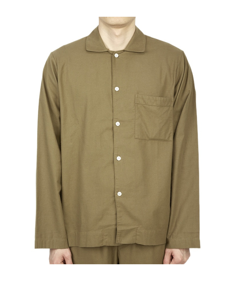 Tekla Flannel Long-sleeved Pajamas In Green