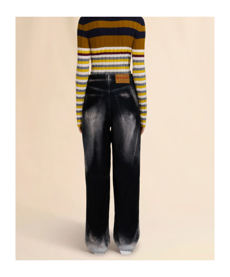 Marni Black Flocked Denim Jeans In Black