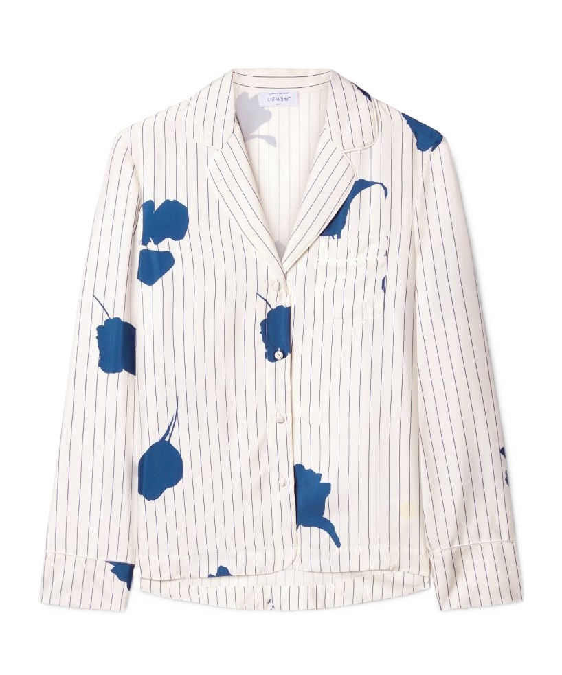 Off-white Stripe Flwr Pajama Ls Shir In White