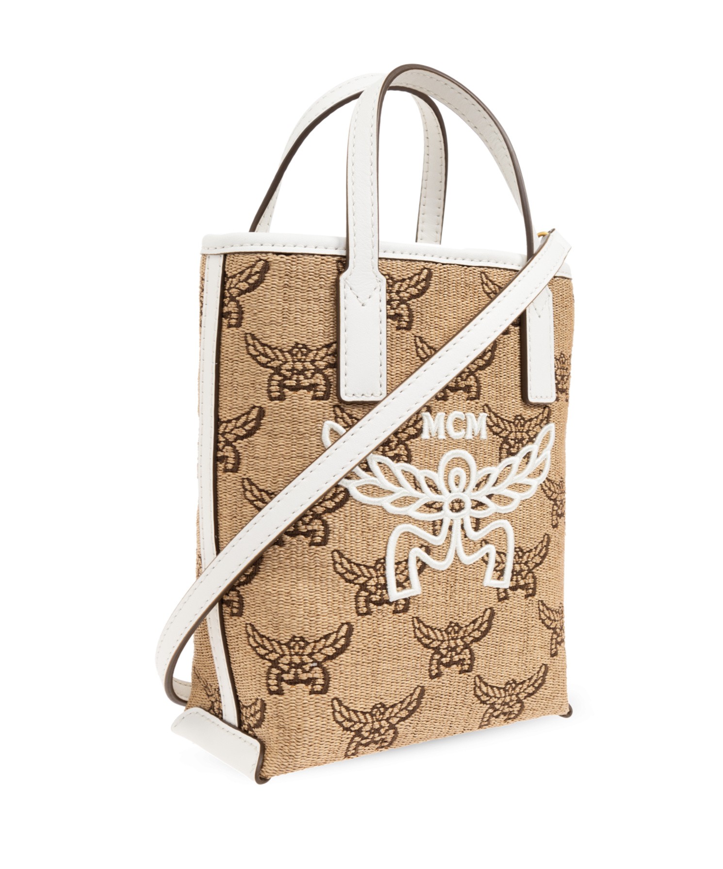 Mcm Double Handle Shoulder Bag In Nude