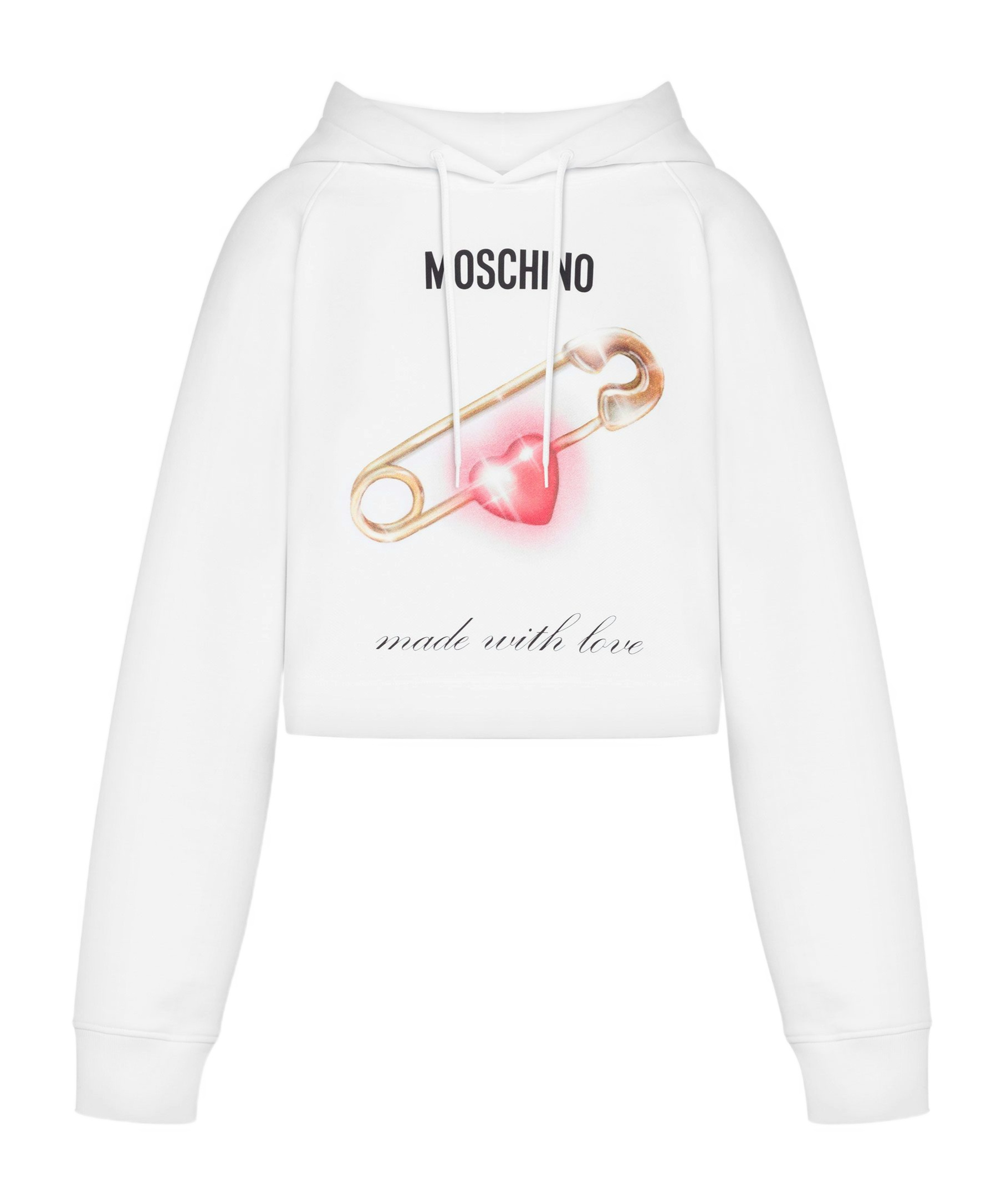 Moschino Heart-print Cotton Hoodie In White