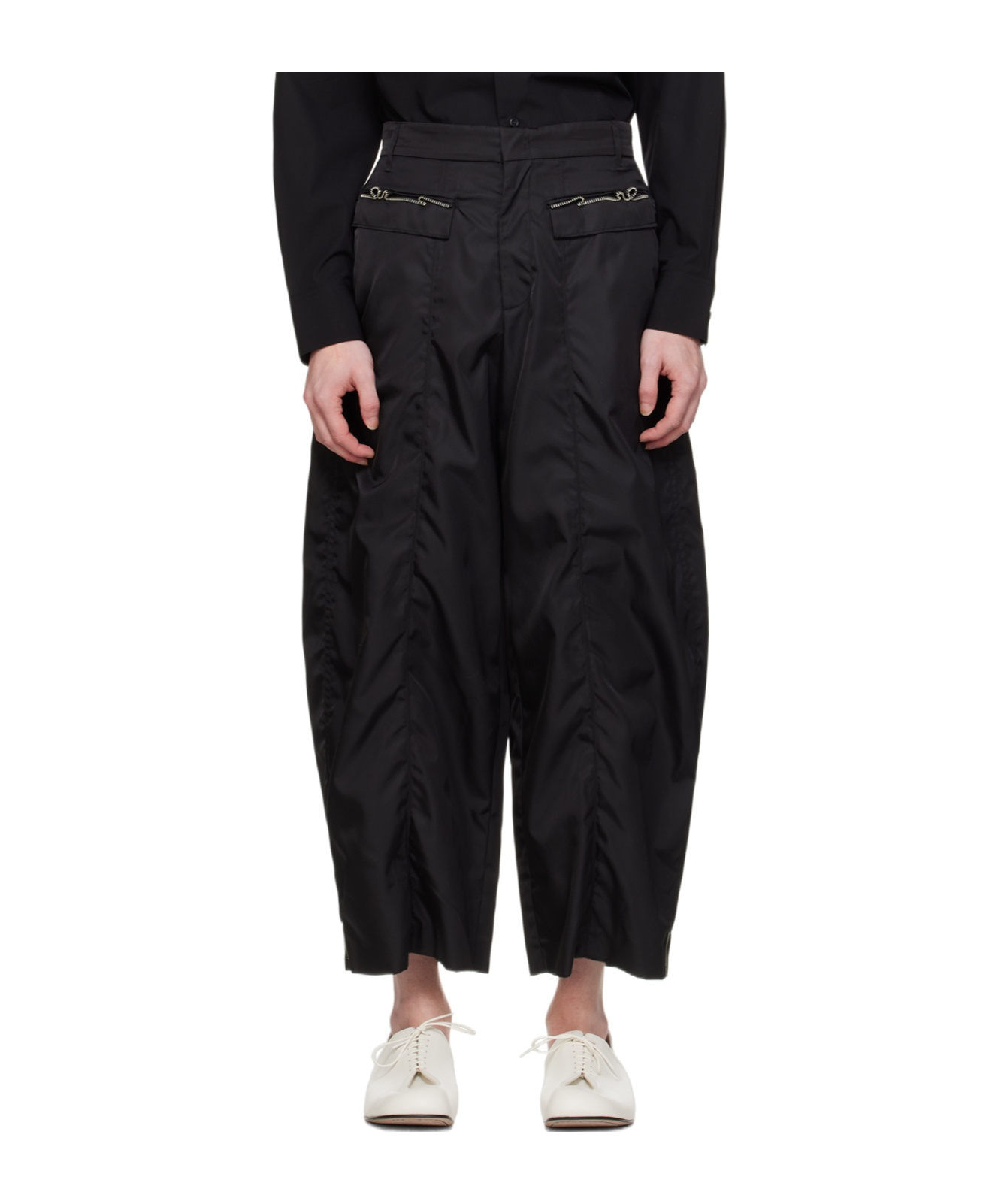 Ader Error Belt Loop Zipper Casual Pants In Black