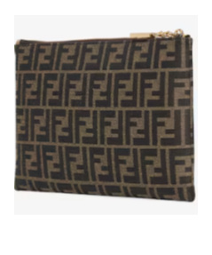 Fendi Medium Flat Baguette Clutch In Black