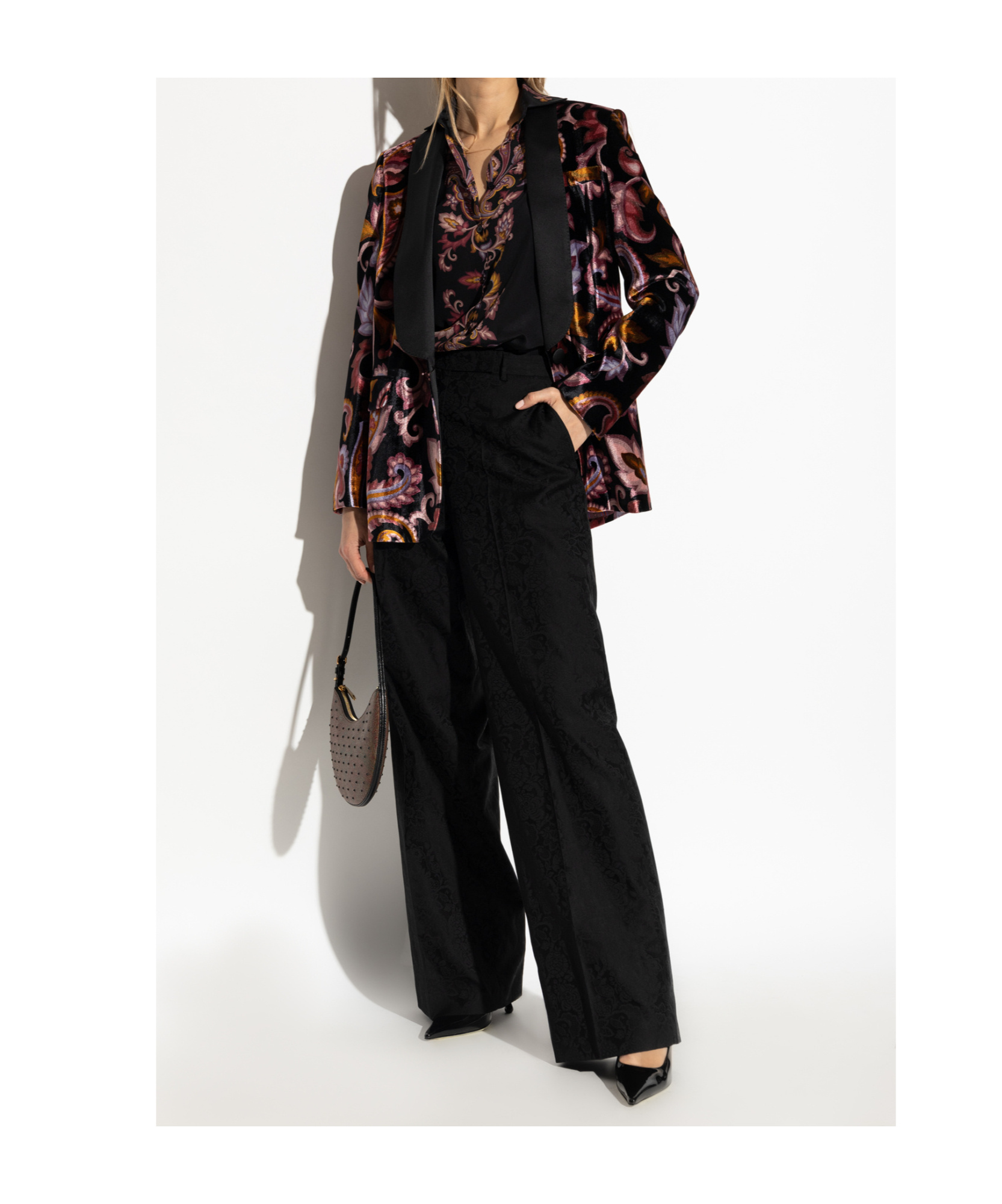 Etro Velvet Jacket With Print In Black