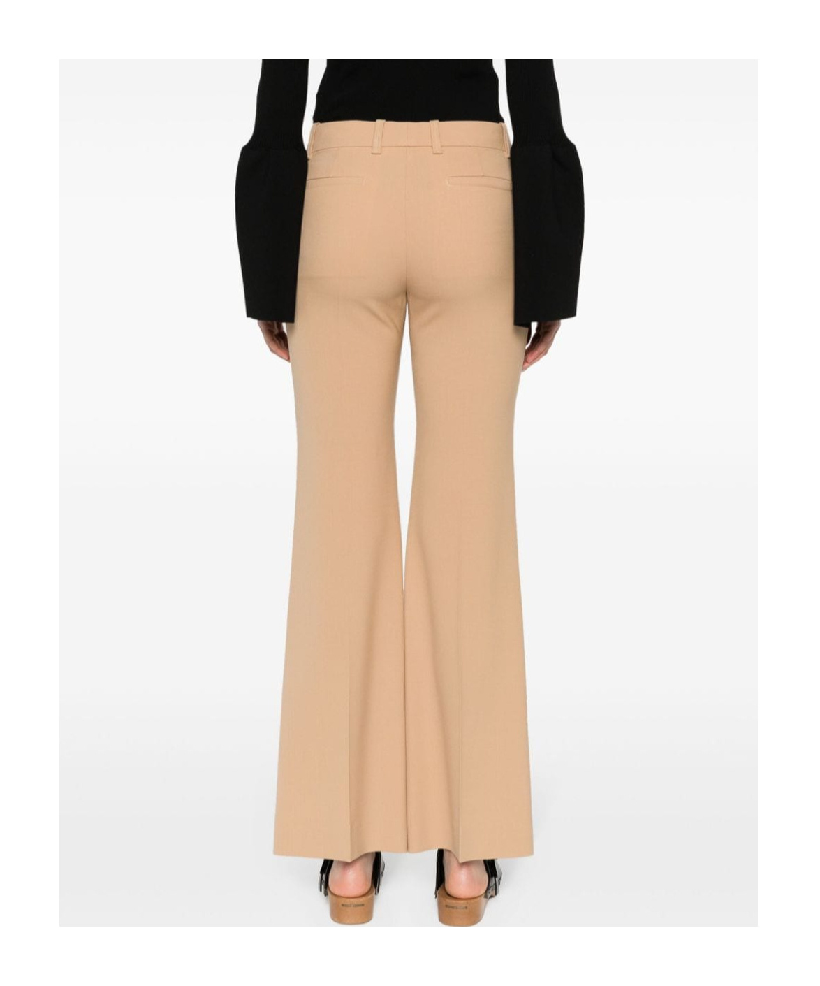 Chloé Wool-blend Flared Trousers In Nude