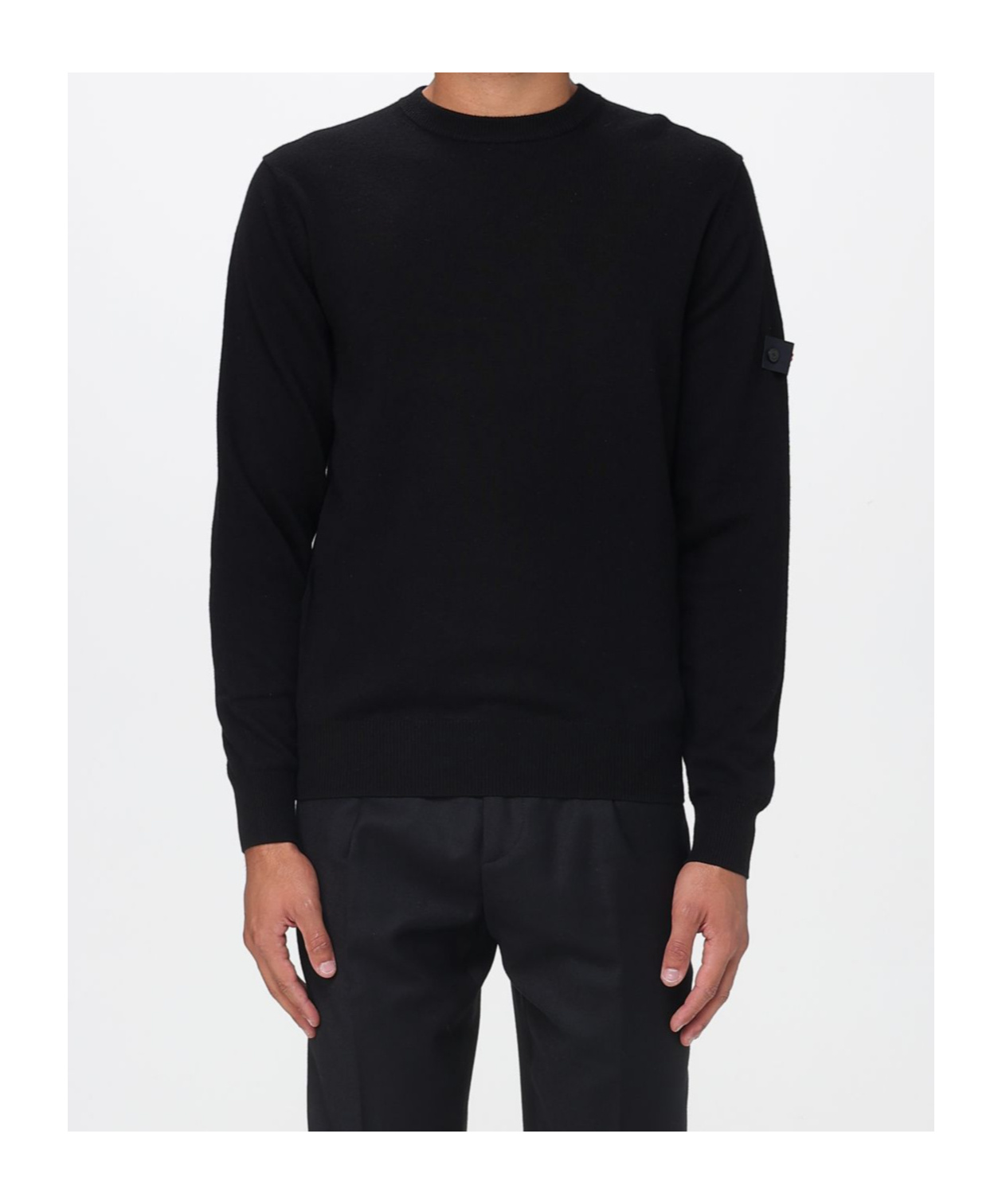 Peuterey Solid Blue Sweater With Round Neckline In Black