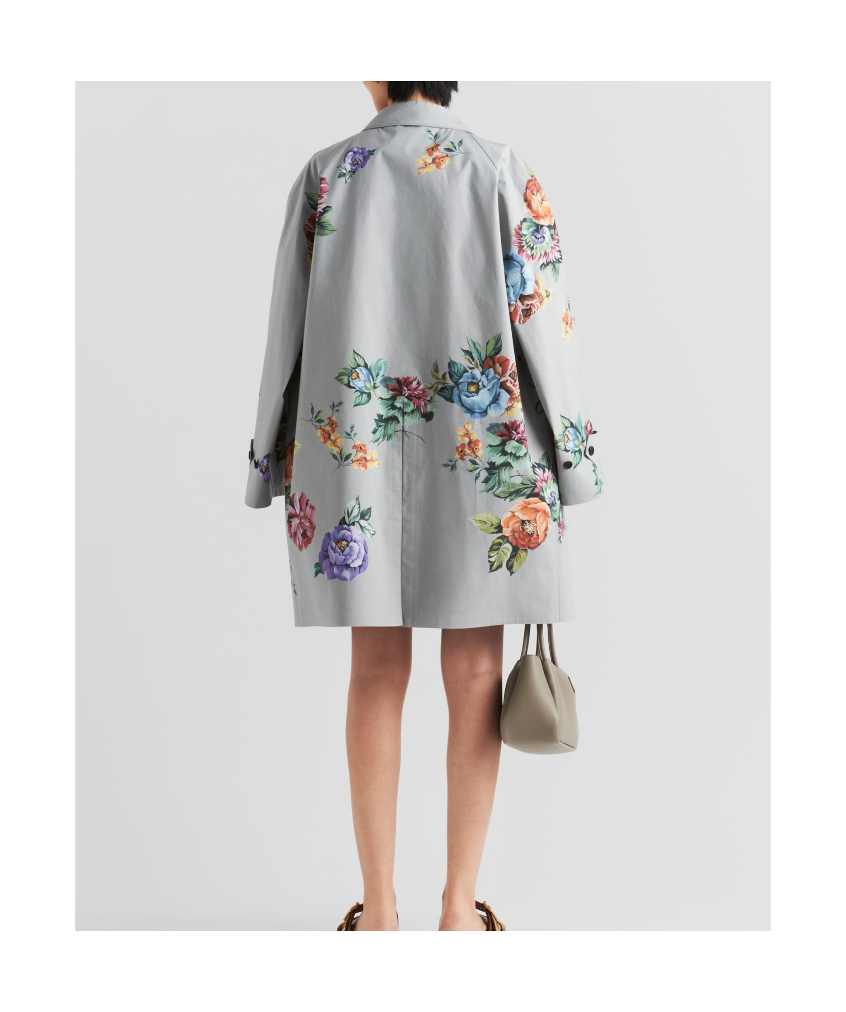 Shop Prada Printed Cotton Single-breasted Coat In Gray