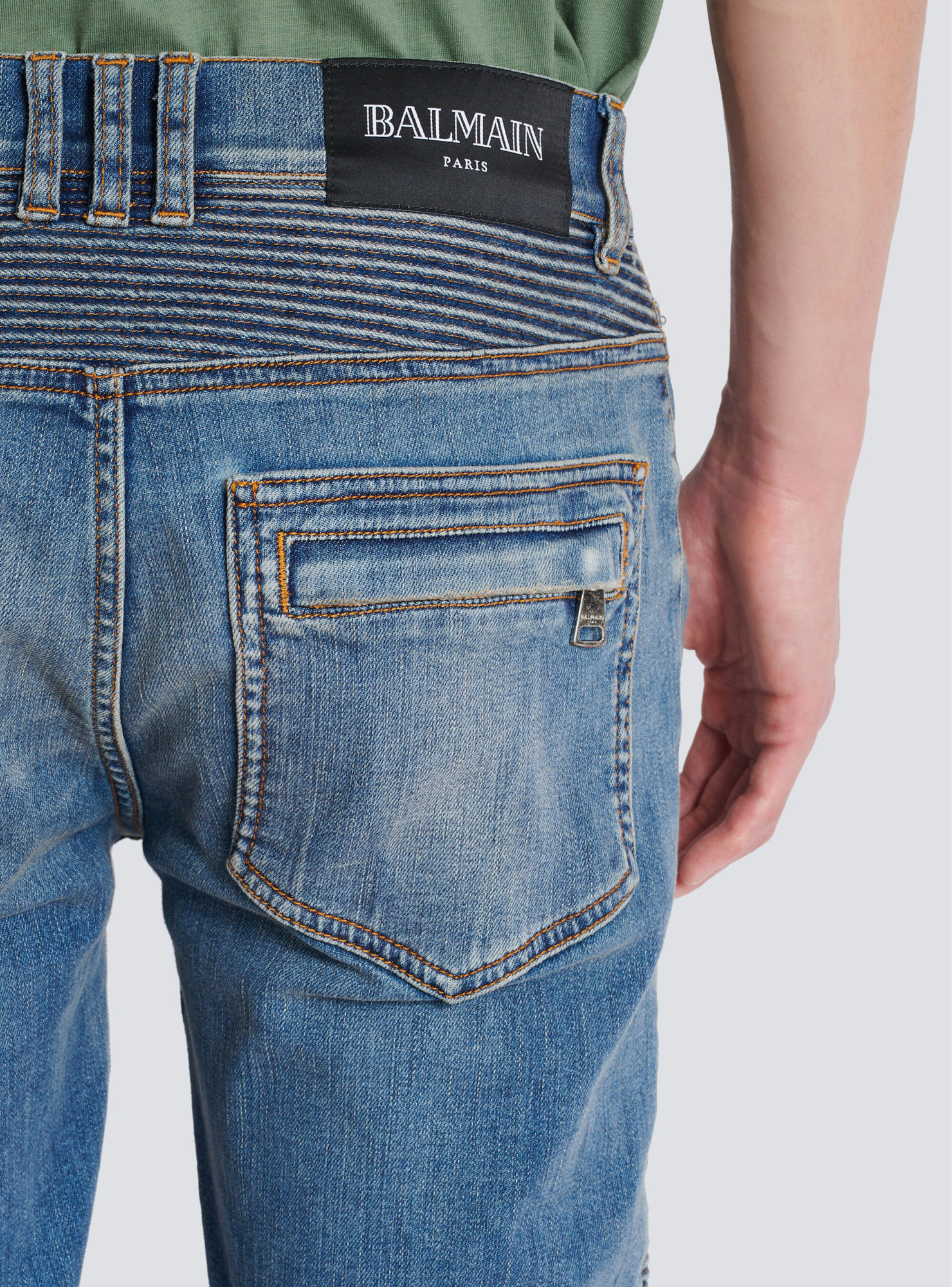 Balmain Slim Fit Jeans For Men In Gray