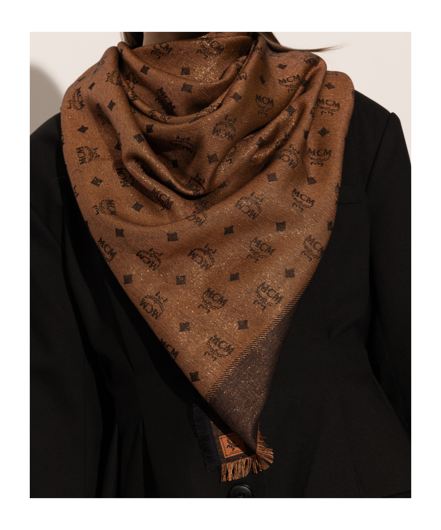 Mcm Fringed Scarf In Brown