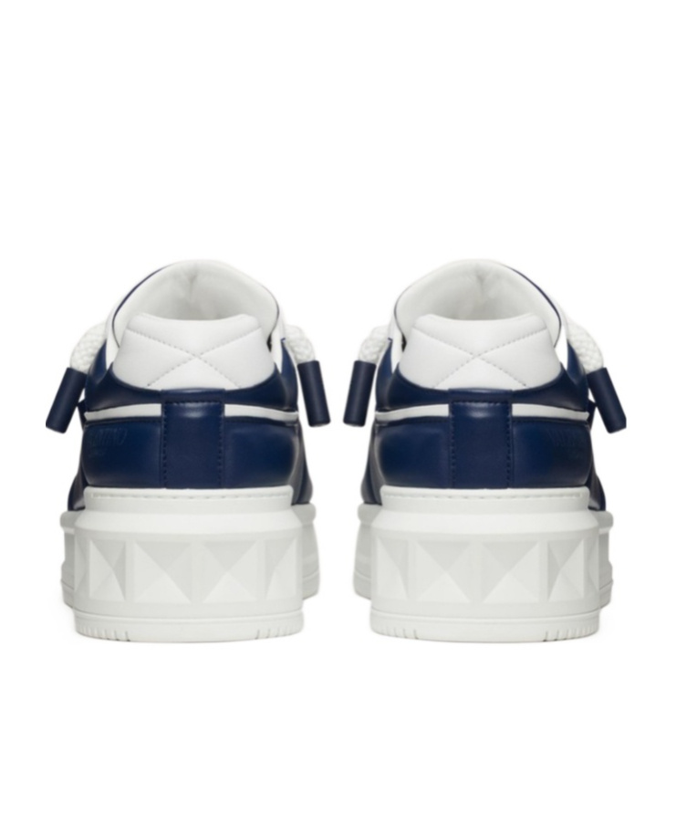 Valentino Two-tone Nappa Leather One Stud Sneakers In White