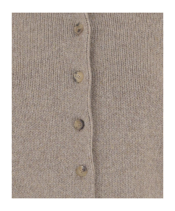 Khaite Cashmere Cardigan With High Collar In Brown