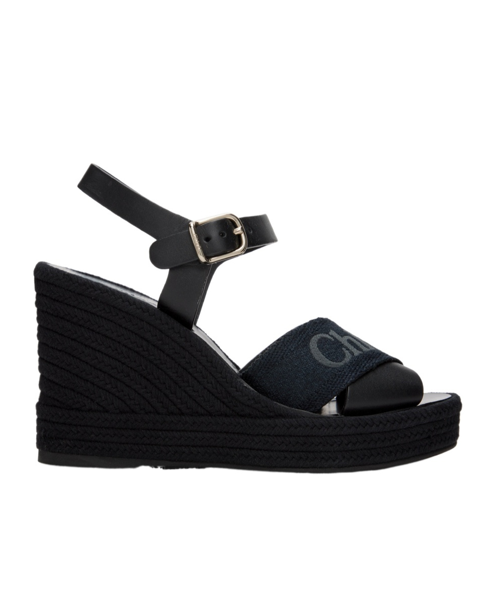 Chloé Piia Embroidered Wedges In Black
