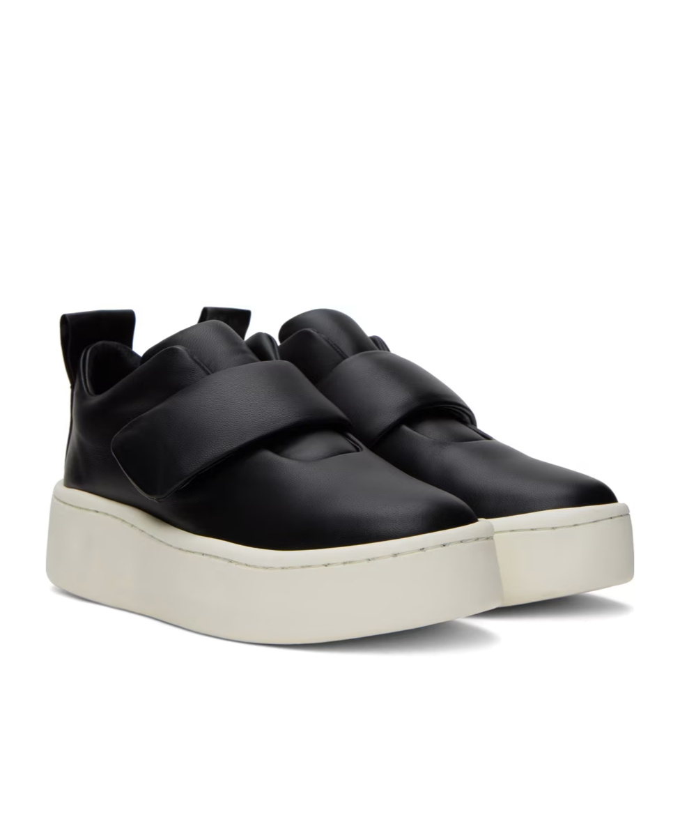 Jil Sander Round Head Hit Color Low-top Casual Sneakers In Black